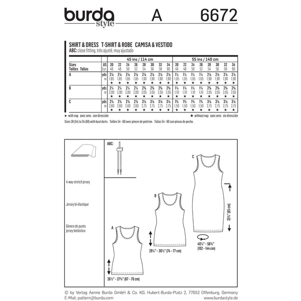 BURDA - 6672 Robe/blouse pour femmes