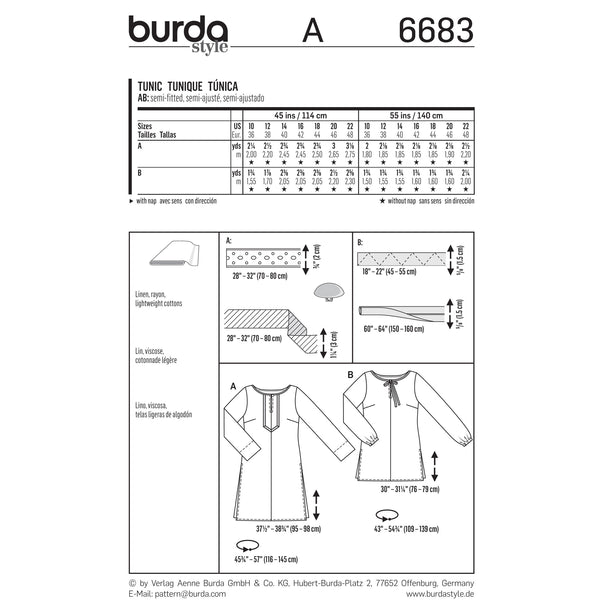 BURDA - 6683 Ladies Tunic