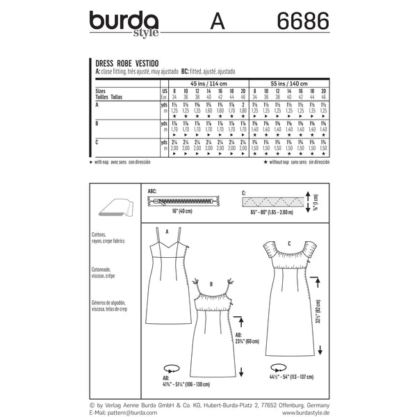 BURDA - 6686 Ladies Dress