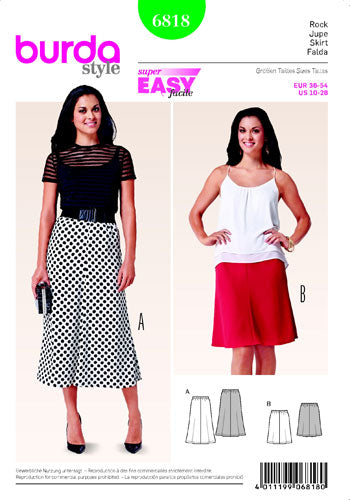 BURDA 6818 Ladies Skirt