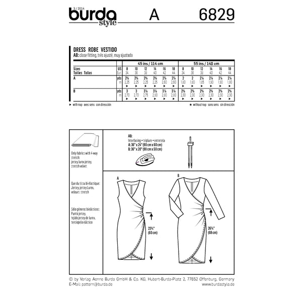 BURDA - 6829 Ladies Dress Evening