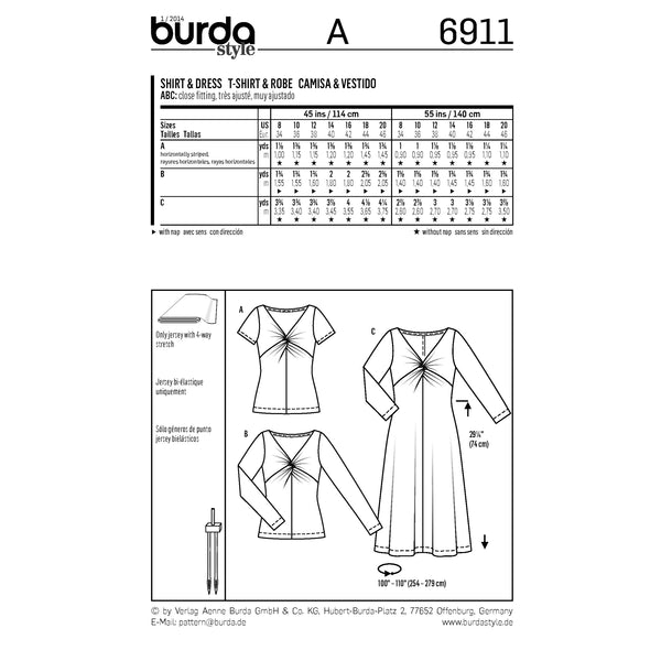 BURDA - 6911 Ladies Dress/Top