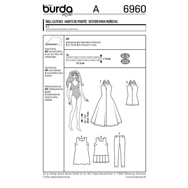 BURDA - 6960 Vêtements de poupée
