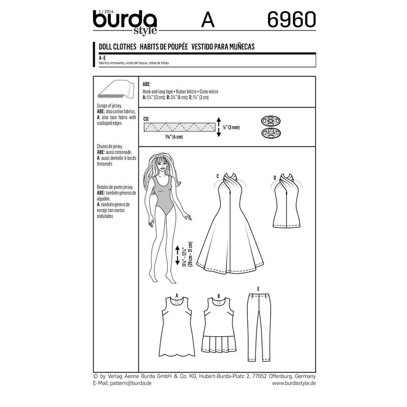 BURDA - 6960 Vêtements de poupée