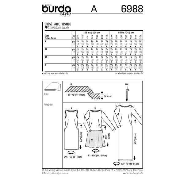 BURDA - 6988 Ladies Dress