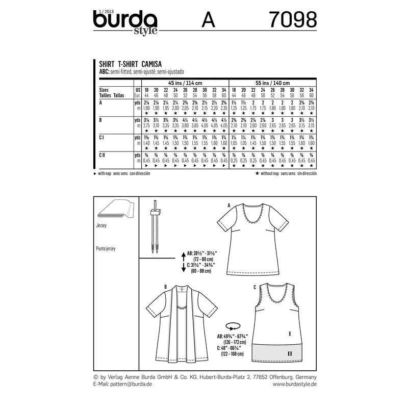 BURDA - 7098 Ladies Top