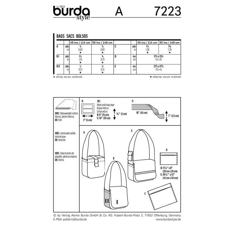 BURDA - 7223 Accessory Bags