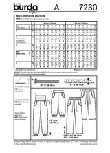 BURDA - 7230 Pantalons- femme