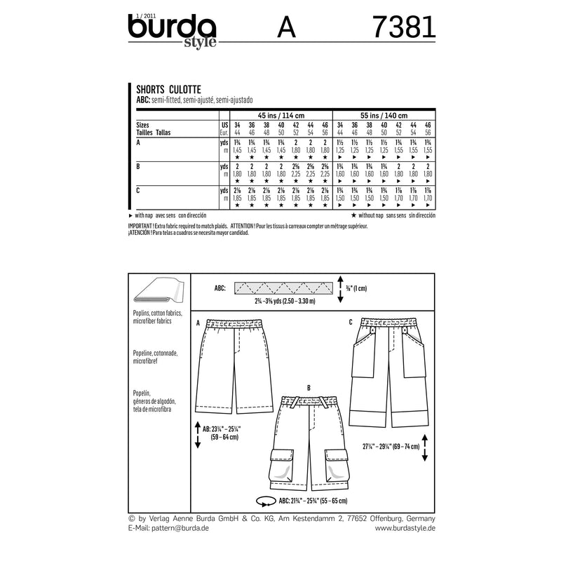 BURDA - 7381 Shorts