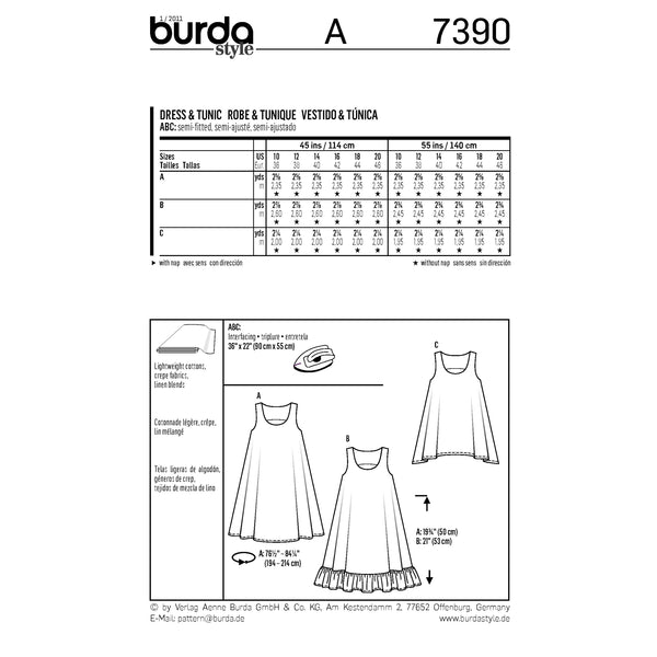 BURDA - 7390 Robe et tunique - femme