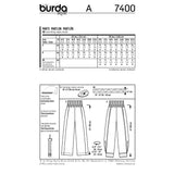 BURDA - 7400 Pantalons - femme