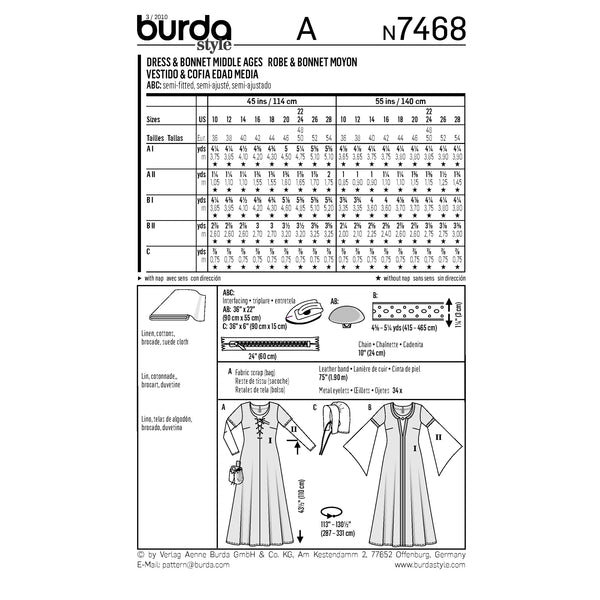 BURDA - 7468 Costume Ladies-Historical