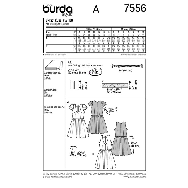 BURDA - 7556 Ladies Dress