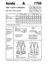 BURDA - 7769 Ladies Vest