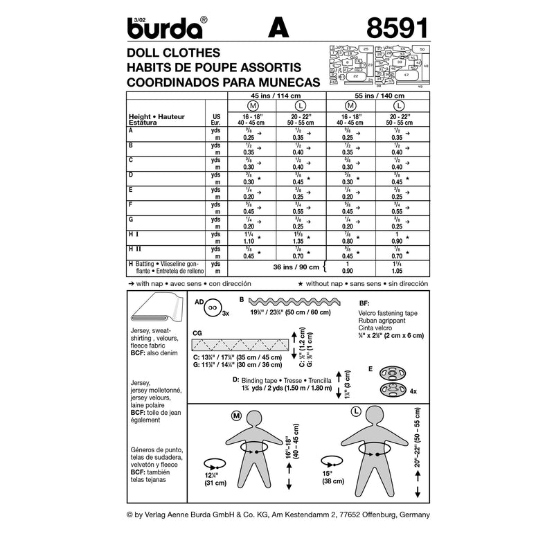BURDA - 8591 Accessory Doll Clothes