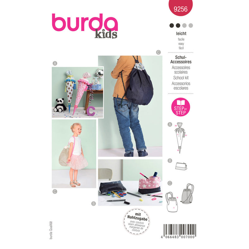 BURDA - 9256 Cornet d'écolier / trousse / sac de sport