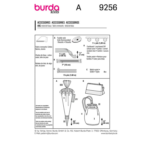 BURDA - 9256 School Cone / Pencil Case / Gym Bag