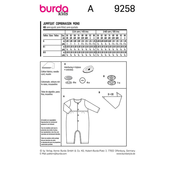 BURDA - 9258 Ensemble bébé