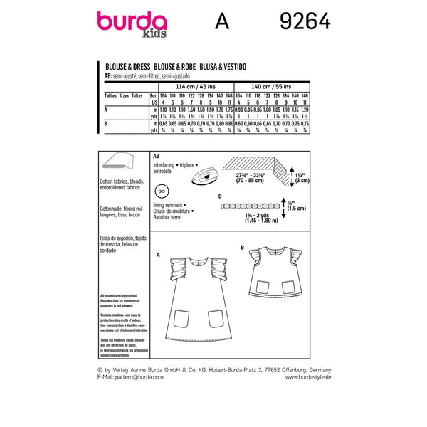 BURDA - 9264 Robe / blouse pour enfants