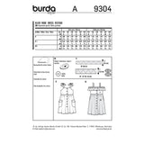 BURDA - 9304 Robe à bretelles boutonnée à l'avant et jupe froncée