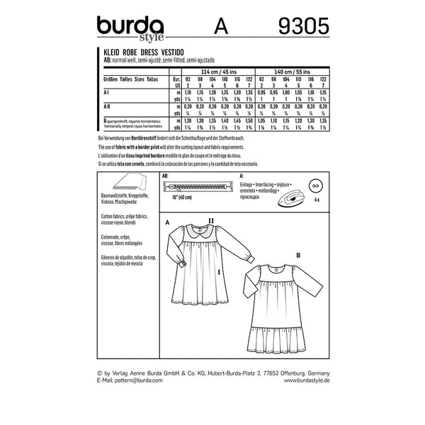 BURDA - 9305 Robe avec empiècement