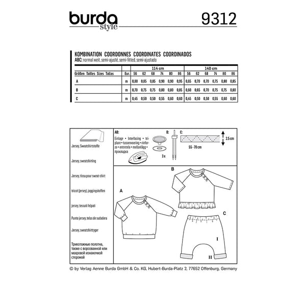 BURDA - 9312 Top with Snap Fastening - Pull-on Pants