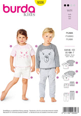 BURDA - 9326 Pyjama – tee-shirt – pantalon à coulisse élastique – short