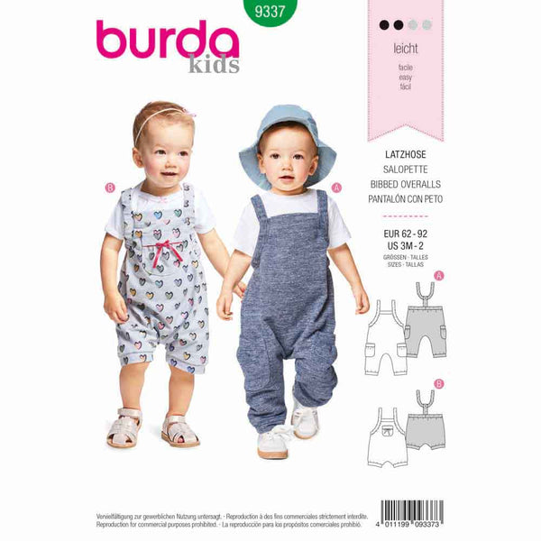 Patron Burda 9298 Combinaison - Gigoteuse bébé avec des jambes - de 6 à 36  mois