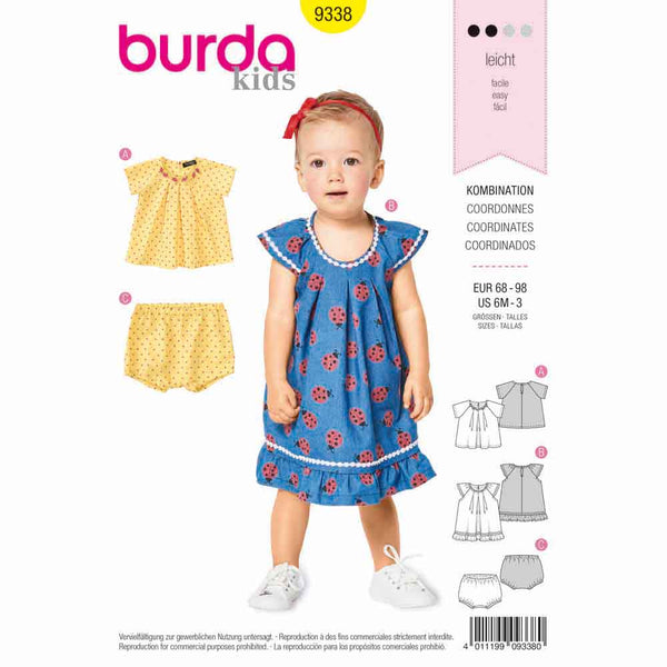 BURDA - 9338 Blouse et culotte - robe chasuble à volant