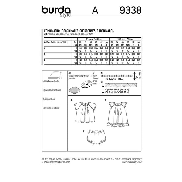 BURDA - 9338 Blouse et culotte - robe chasuble à volant