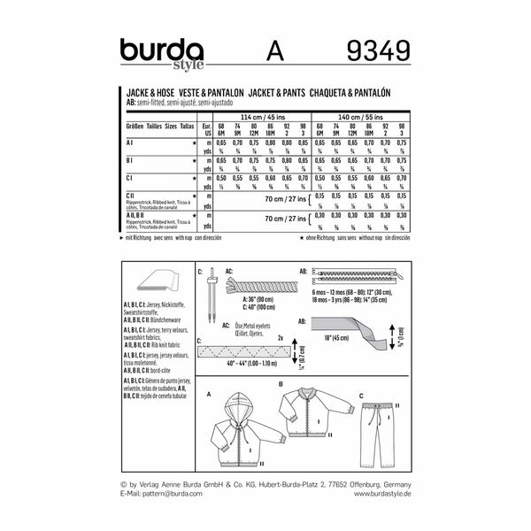 BURDA - 9349 Préscolaire - unisexe