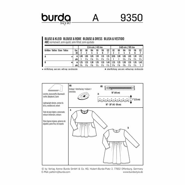 BURDA - 9350 Enfant - fille