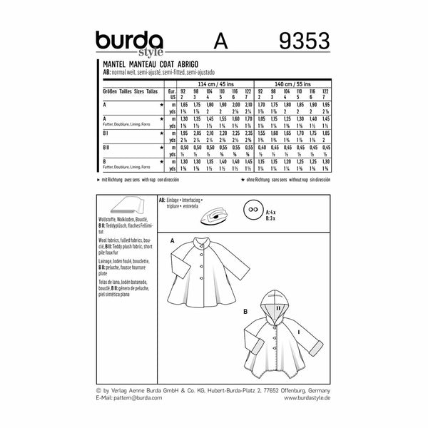 BURDA - 9353 Child Girl Schoolage