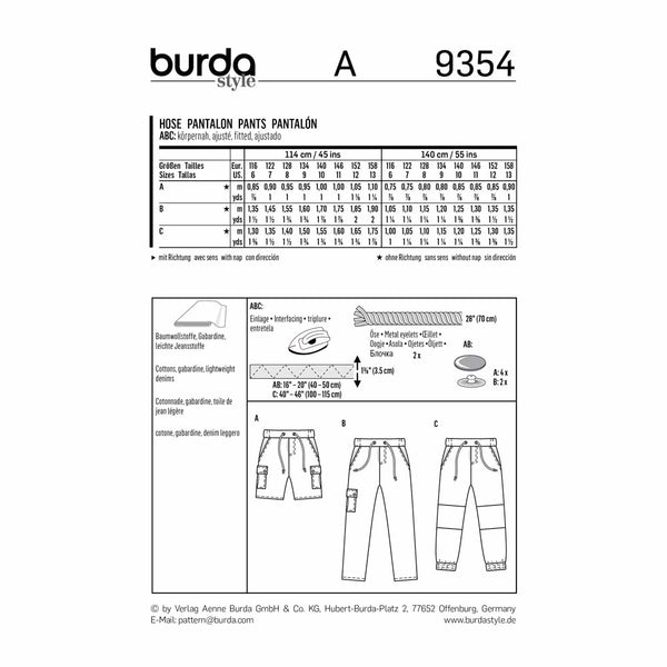BURDA - 9354 Enfant - garçon
