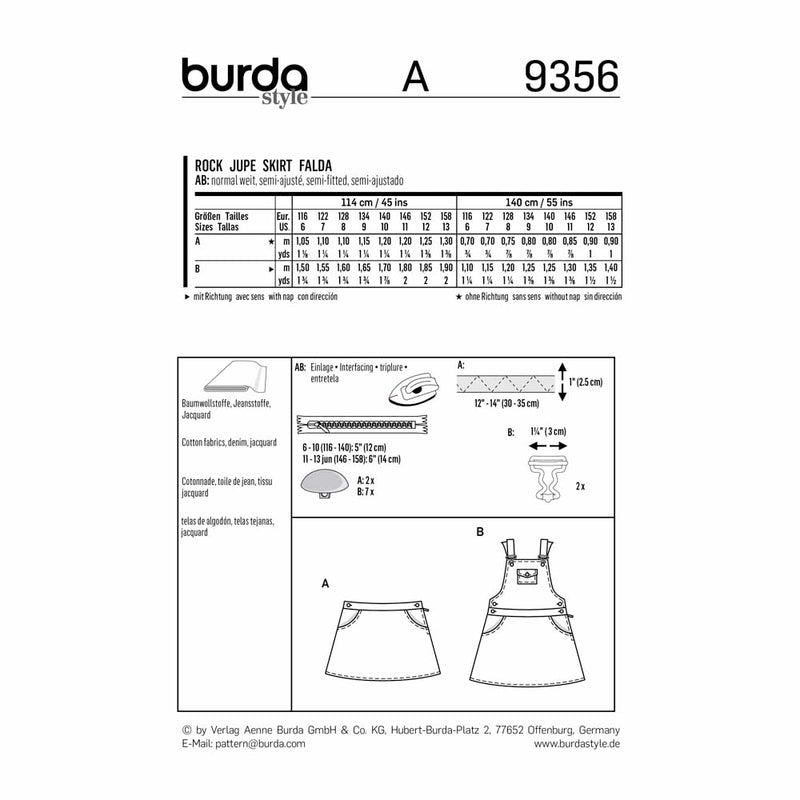 BURDA - 9356 Child Girl Schoolage