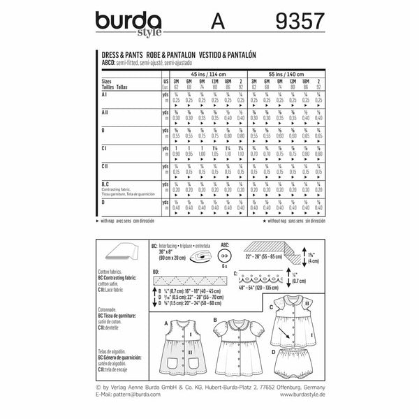 BURDA - 9357 Robe pour enfants