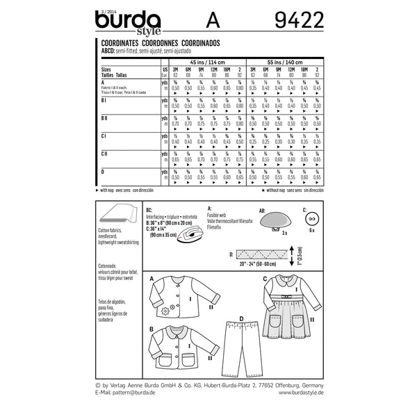 BURDA - 9422 Child Coordinate Unisx