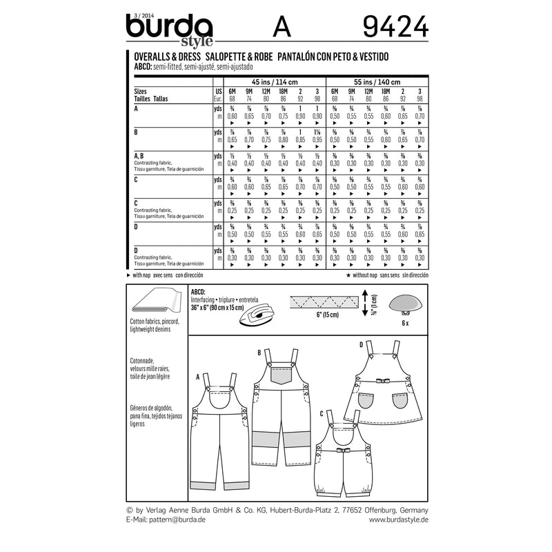 BURDA - 9424 Child Coordinate Unisx