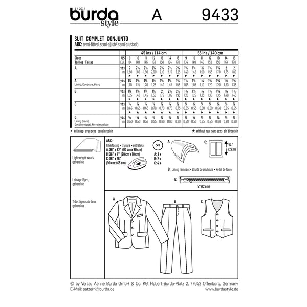 BURDA - 9433 Child Suit