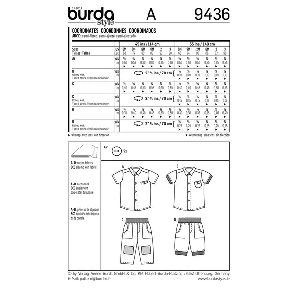 BURDA - 9436 Child Coordinates