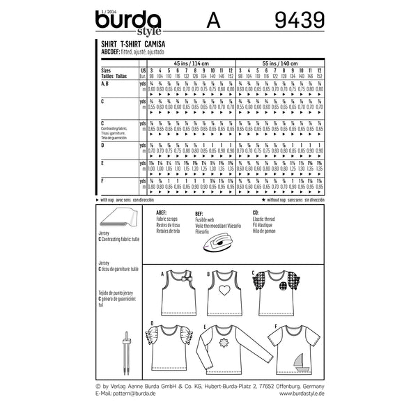 BURDA - 9439 T-shirt - femme