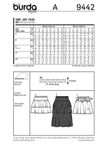 BURDA - 9442 Child Skirt