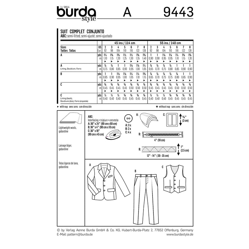 BURDA - 9443 Child Suit