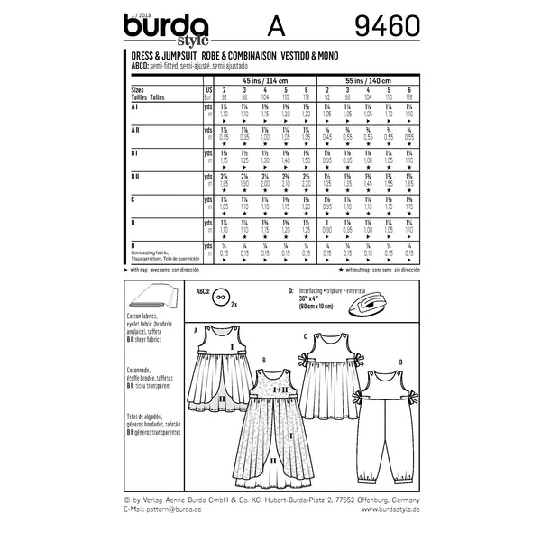 BURDA - 9460 Child Dress/Jumpsuit