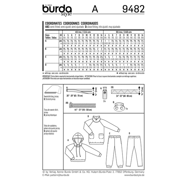 BURDA - 9482 Child Coordinates