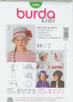 BURDA - 9496 Child Caps/Hats