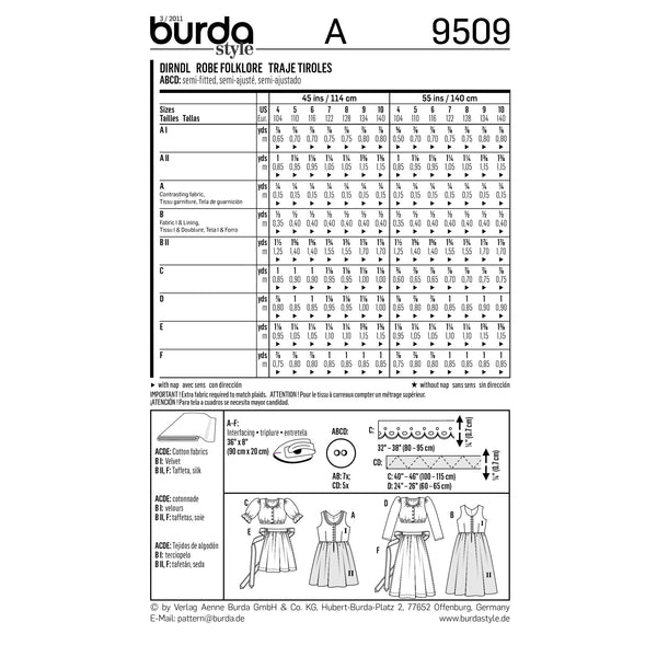 BURDA - 9509 Robe folklore - enfant