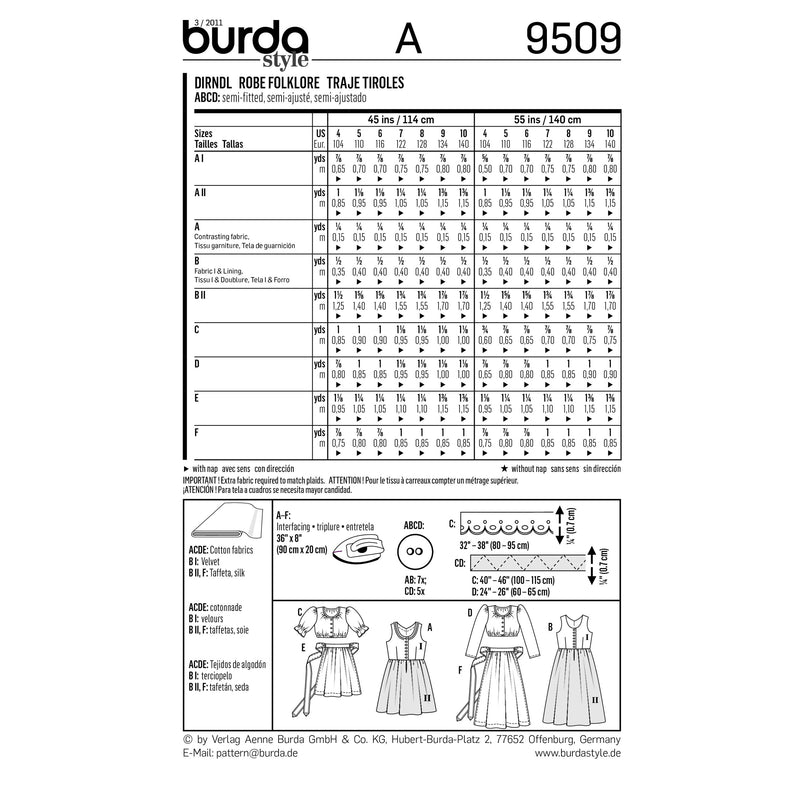 BURDA - 9509 Robe folklore - enfant