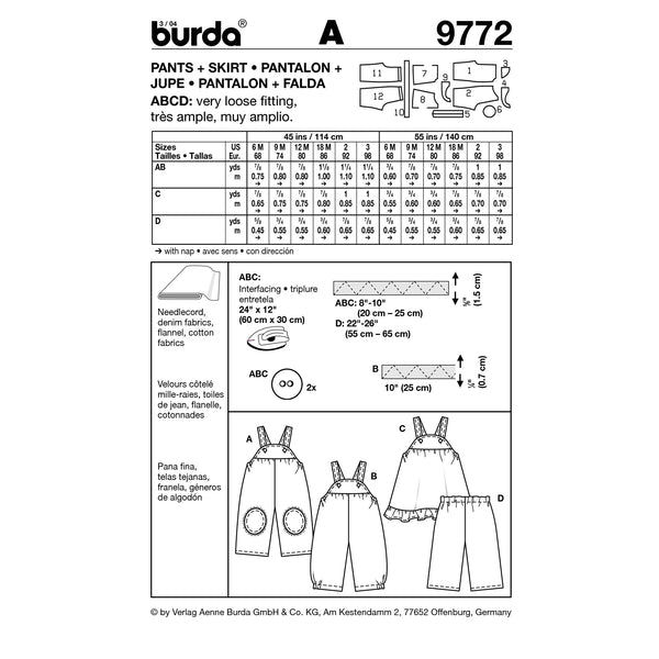 BURDA - 9772 Child Pants/Dress