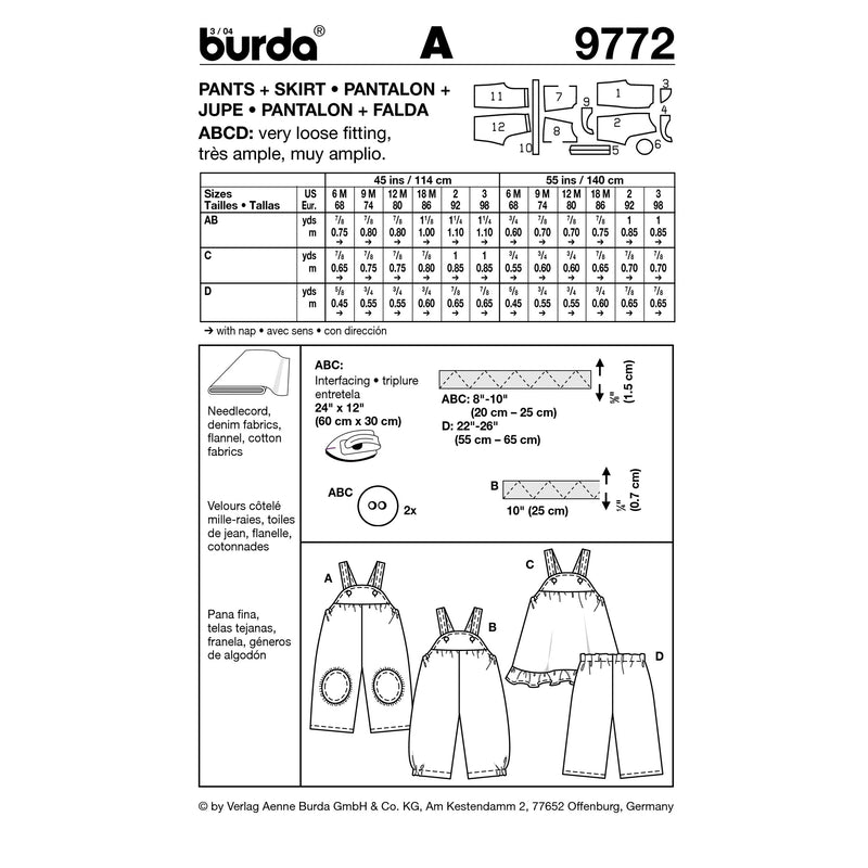 BURDA - 9772 Child Pants/Dress